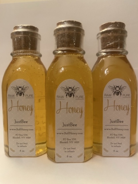 JustBee 1/2 lb glass jar summer honey from Buffalo NY